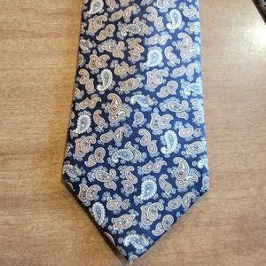 💚Hickok Silk Tie Navy Cream  Paisley